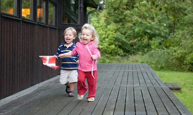 Children Danish flag Children Danish Flag Running